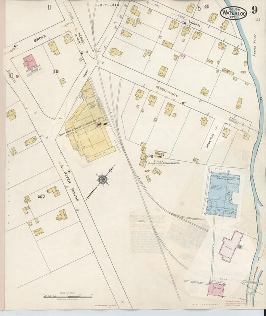 Sanborn Fire Insurance Map from Waterloo, Seneca County, New York (1948), Sheet #0009 - Historic Sanborn Fire Insurance Map Print, vintage old map wall art, antique decor, genealogy gift, New York New York map
