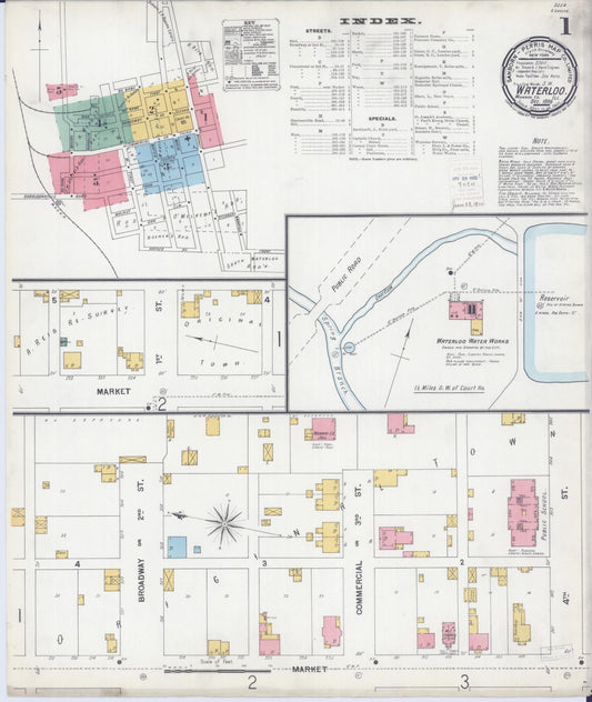 Sanborn Fire Insurance Map from Waterloo, Monroe County, Illinois (1899), Sheet #0001 - Historic Sanborn Fire Insurance Map Print, vintage old map wall art, antique decor, genealogy gift, Illinois Illinois map