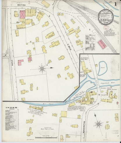 Sanborn Fire Insurance Map from Plainville, Hartford County, Connecticut (1895), Sheet #0001 - Complete Map Set gallery image, historic Sanborn map, vintage wall art, Connecticut Connecticut