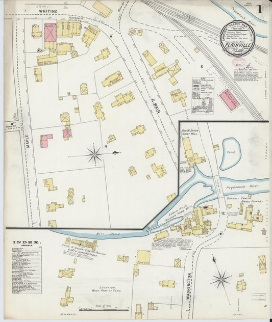 Sanborn Fire Insurance Map from Plainville, Hartford County, Connecticut (1895), Sheet #0001 - Complete Map Set gallery image, historic Sanborn map, vintage wall art, Connecticut Connecticut