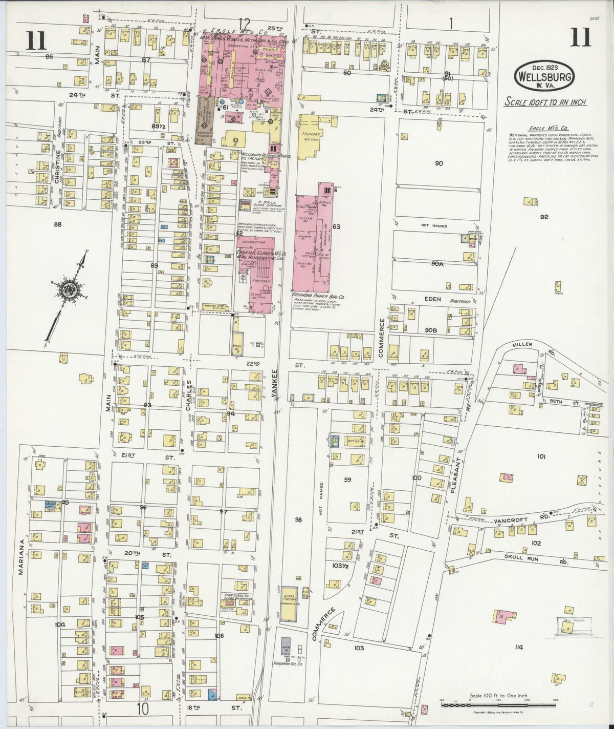 Sanborn Fire Insurance Map from Wellsburg, Brooke County, West Virginia (1923), Sheet #0011 - Complete Map Set gallery image, historic Sanborn map, vintage wall art, West Virginia West Virginia