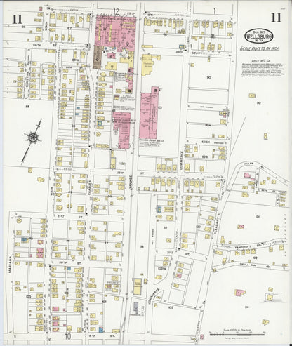 Sanborn Fire Insurance Map from Wellsburg, Brooke County, West Virginia (1923), Sheet #0011 - Complete Map Set gallery image, historic Sanborn map, vintage wall art, West Virginia West Virginia