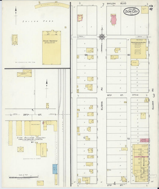 Sanborn Fire Insurance Map from Zion, Lake County, Illinois (1918), Sheet #0002 - Historic Sanborn Fire Insurance Map Print, vintage old map wall art, antique decor, genealogy gift, Illinois Illinois map
