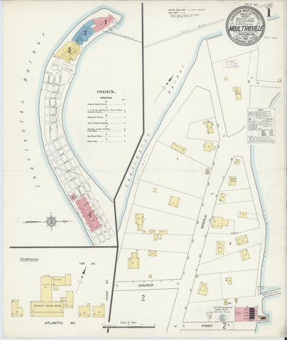 Sanborn Fire Insurance Map from Moultrieville, Charleston County, South Carolina (1912), Sheet #0001 - Complete Map Set gallery image, historic Sanborn map, vintage wall art, South Carolina South Carolina