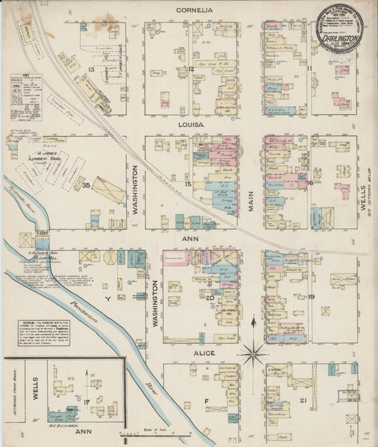 Sanborn Fire Insurance Map from Darlington, Lafayette County, Wisconsin (1884), Sheet #0001 - Historic Sanborn Fire Insurance Map Print, vintage old map wall art, antique decor, genealogy gift, Wisconsin Wisconsin map