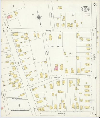 Sanborn Fire Insurance Map from Lyons, Wayne County, New York (1911), Sheet #0003 - Complete Map Set gallery image, historic Sanborn map, vintage wall art, New York New York