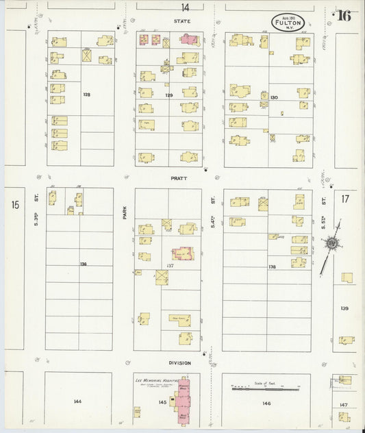 Sanborn Fire Insurance Map from Fulton, Oswego County, New York (1911), Sheet #0016 - Historic Sanborn Fire Insurance Map Print, vintage old map wall art, antique decor, genealogy gift, New York New York map