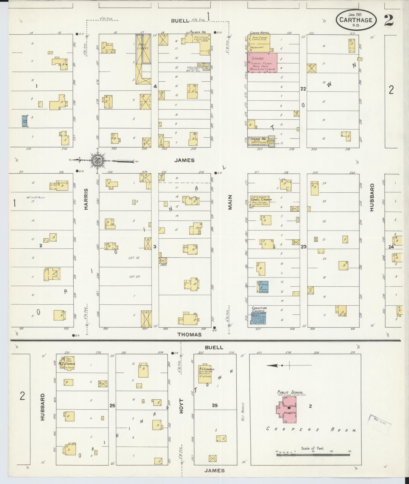 Sanborn Fire Insurance Map from Carthage, Miner County, South Dakota (1911), Sheet #0002 - Complete Map Set gallery image, historic Sanborn map, vintage wall art, South Dakota South Dakota