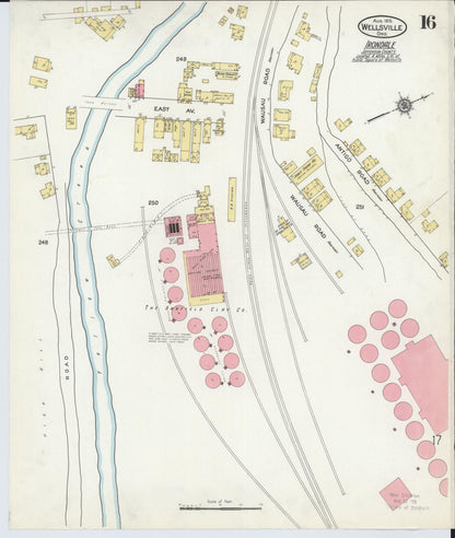 Sanborn Fire Insurance Map from Wellsville, Columbiana County, Ohio (1915), Sheet #0016 - Historic Sanborn Fire Insurance Map Print, vintage old map wall art, antique decor, genealogy gift, Ohio Ohio map