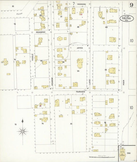 Sanborn Fire Insurance Map from Colfax, Whitman County, Washington (1902), Sheet #0009 - Historic Sanborn Fire Insurance Map Print, vintage old map wall art, antique decor, genealogy gift, Washington Washington map