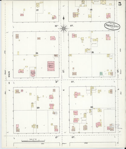 Sanborn Fire Insurance Map from Provo, Utah County, Utah (1890), Sheet #0005 - Complete Map Set gallery image, historic Sanborn map, vintage wall art, Provo Utah