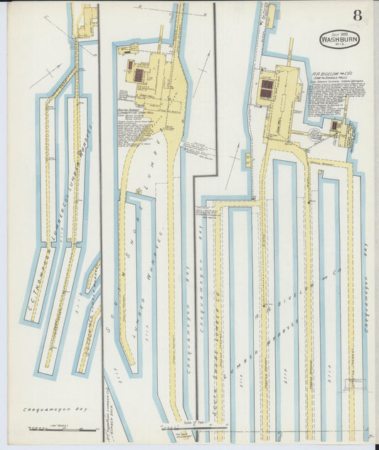 Sanborn Fire Insurance Map from Washburn, Bayfield County, Wisconsin (1893), Sheet #0008 - Historic Sanborn Fire Insurance Map Print, vintage old map wall art, antique decor, genealogy gift, Wisconsin Wisconsin map