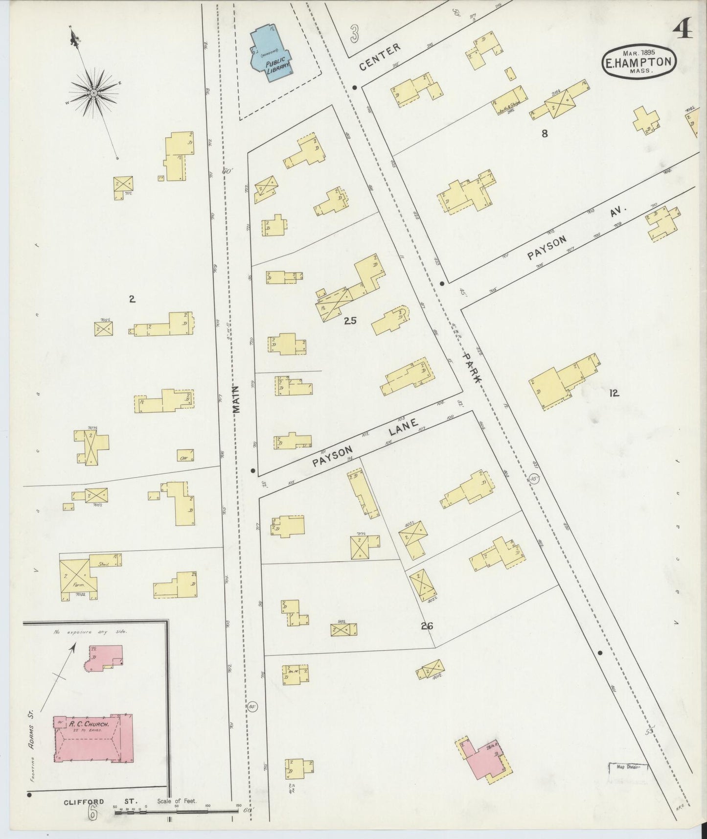Sanborn Fire Insurance Map from East Hampton, Hampshire County, Massachusetts (1895), Sheet #0004 - Complete Map Set gallery image, historic Sanborn map, vintage wall art, Massachusetts Massachusetts