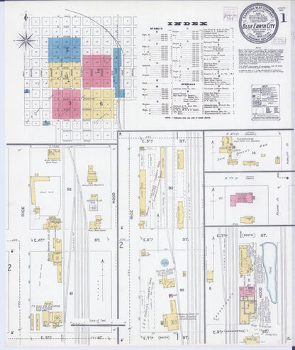 Sanborn Fire Insurance Map from Blue Earth, Faribault County, Minnesota (1905), Sheet #0001 - Historic Sanborn Fire Insurance Map Print, vintage old map wall art, antique decor, genealogy gift, Minnesota Minnesota map