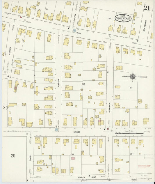 Sanborn Fire Insurance Map from Seneca Falls, Seneca County, New York (1911), Sheet #0021 - Historic Sanborn Fire Insurance Map Print, vintage old map wall art, antique decor, genealogy gift, New York New York map