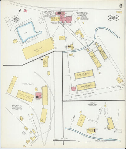 Sanborn Fire Insurance Map from Lebanon, Marion County, Kentucky (1901), Sheet #0006 - Complete Map Set gallery image, historic Sanborn map, vintage wall art, Kentucky Kentucky