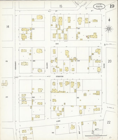 Sanborn Fire Insurance Map from Napa, Napa County, California (1901), Sheet #0019 - Complete Map Set gallery image, historic Sanborn map, vintage wall art, California California