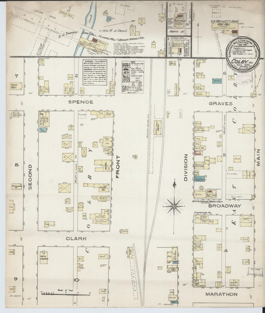 Sanborn Fire Insurance Map from Colby, Clark and Marathon Counties, Wisconsin (1884), Sheet #0001 - Historic Sanborn Fire Insurance Map Print, vintage old map wall art, antique decor, genealogy gift, Wisconsin Wisconsin map