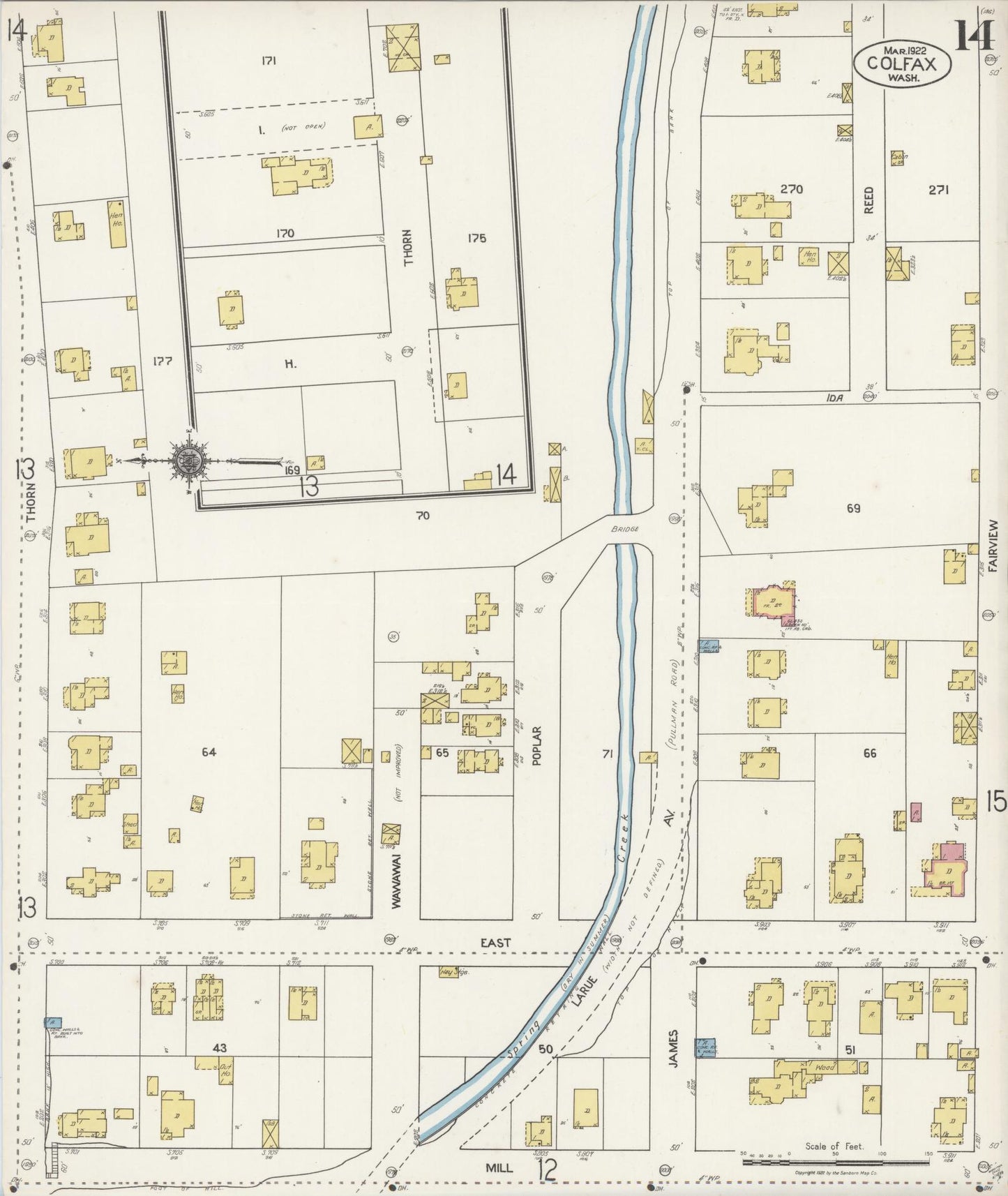 Sanborn Fire Insurance Map from Colfax, Whitman County, Washington (1922), Sheet #0014 - Complete Map Set gallery image, historic Sanborn map, vintage wall art, Washington Washington