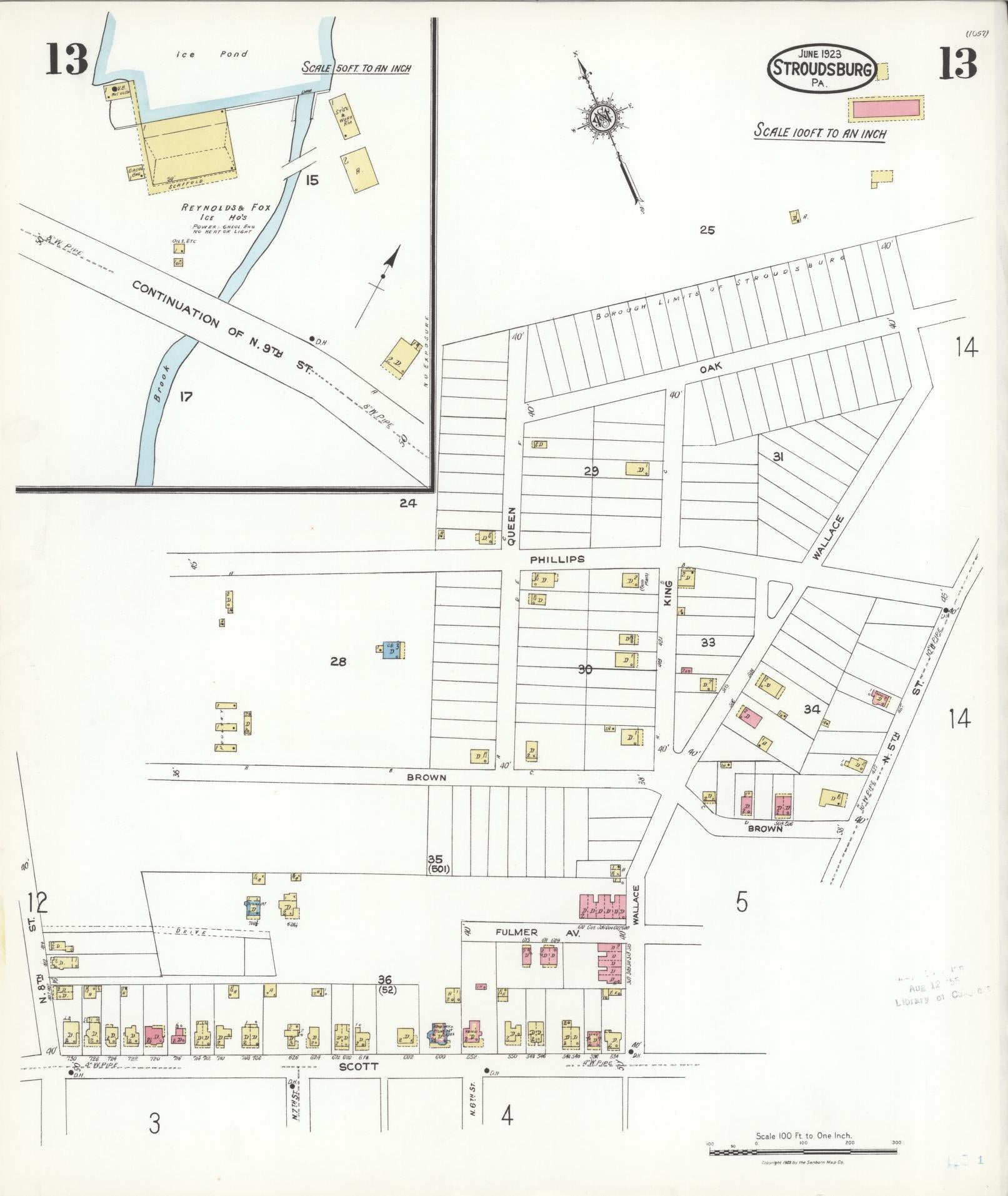 Sanborn Fire Insurance Map from Stroudsburg, Monroe County, Pennsylvania (1923), Sheet #0013 - Complete Map Set gallery image, historic Sanborn map, vintage wall art, Pennsylvania Pennsylvania