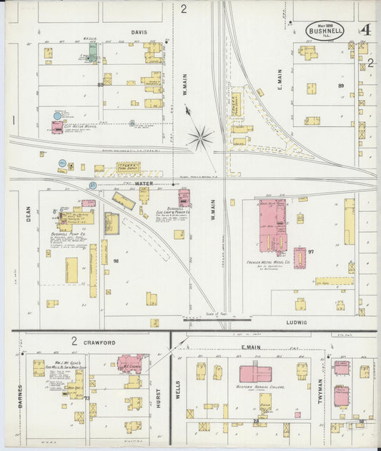 Sanborn Fire Insurance Map from Bushnell, Mcdonough County, Illinois (1898), Sheet #0004 - Historic Sanborn Fire Insurance Map Print, vintage old map wall art, antique decor, genealogy gift, Illinois Illinois map