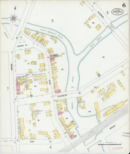 Sanborn Fire Insurance Map from Rahway, Union County, New Jersey (1901), Sheet #0006 - Historic Sanborn Fire Insurance Map Print, vintage old map wall art, antique decor, genealogy gift, New Jersey New Jersey map