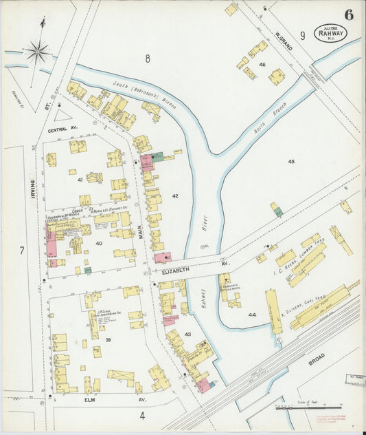 Sanborn Fire Insurance Map from Rahway, Union County, New Jersey (1901), Sheet #0006 - Historic Sanborn Fire Insurance Map Print, vintage old map wall art, antique decor, genealogy gift, New Jersey New Jersey map