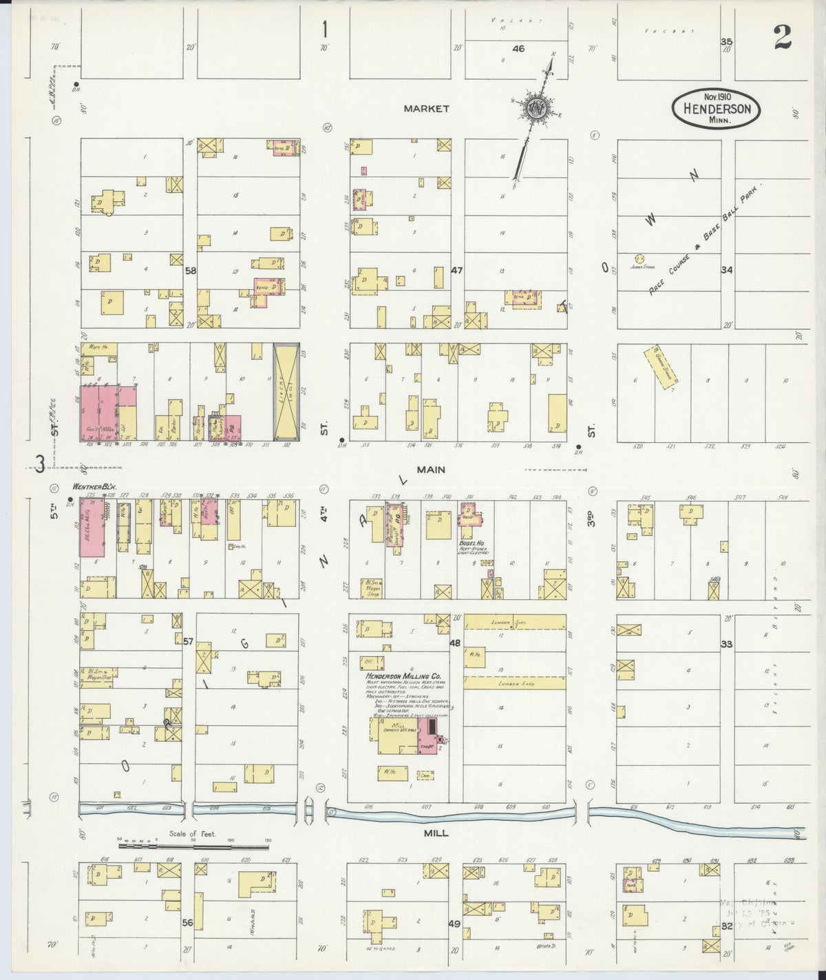 Sanborn Fire Insurance Map from Henderson, Sibley County, Minnesota (1910), Sheet #0002 - Historic Sanborn Fire Insurance Map Print, vintage old map wall art, antique decor, genealogy gift, Minnesota Minnesota map