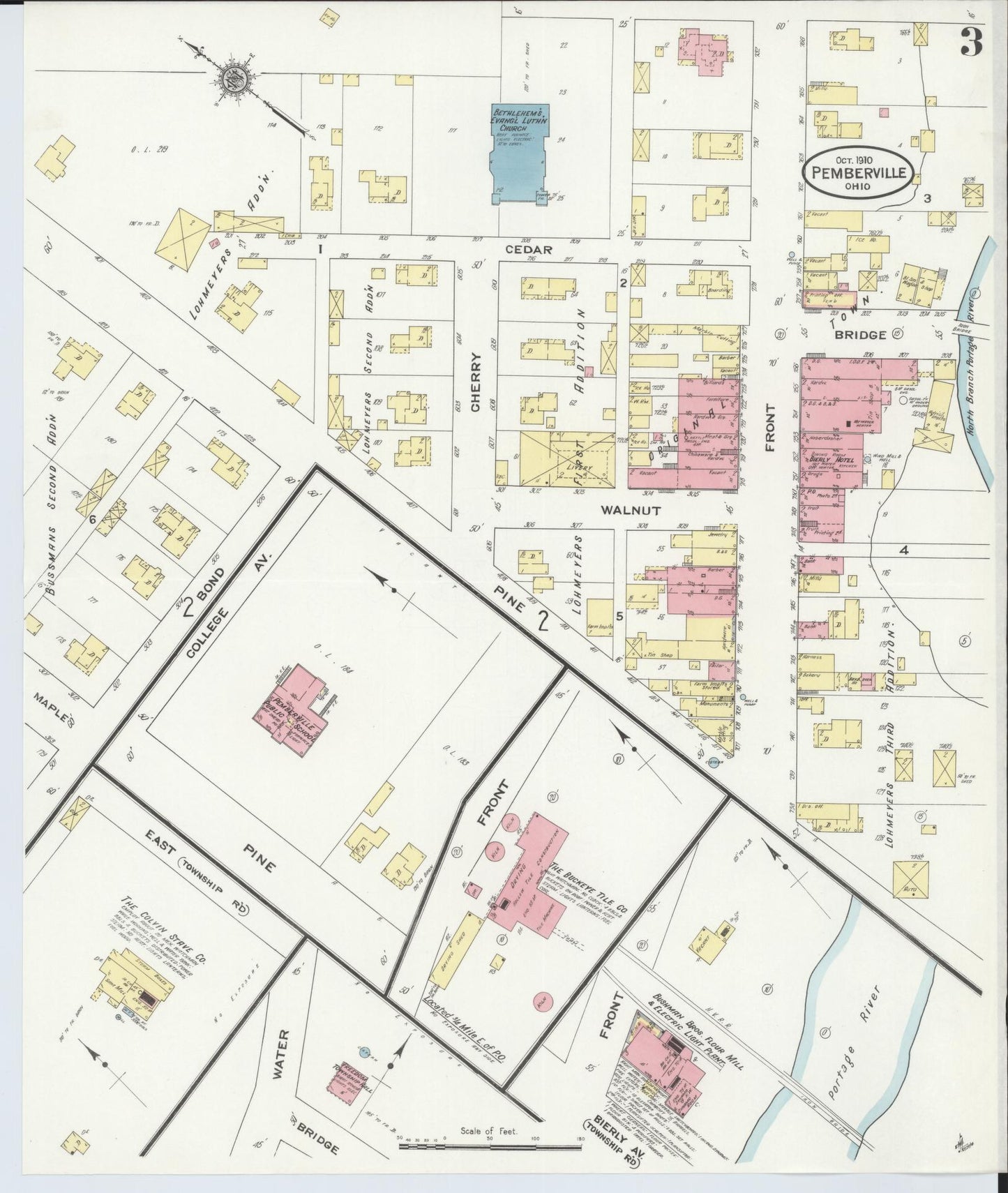 Sanborn Fire Insurance Map from Pemberville, Wood County, Ohio (1910), Sheet #0003 - Complete Map Set gallery image, historic Sanborn map, vintage wall art, Ohio Ohio