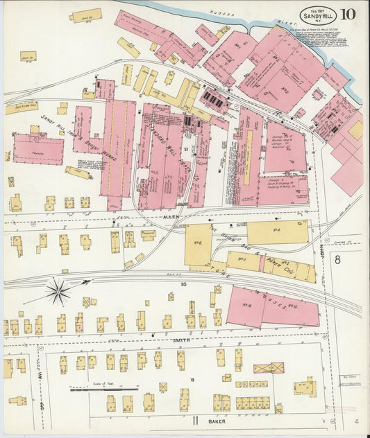Sanborn Fire Insurance Map from Sandy Hill, Washington County, New York (1907), Sheet #0010 - Historic Sanborn Fire Insurance Map Print, vintage old map wall art, antique decor, genealogy gift, New York New York map