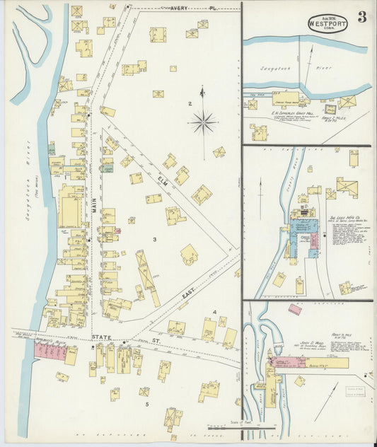 Sanborn Fire Insurance Map from Westport, Fairfield County, Connecticut (1896), Sheet #0003 - Historic Sanborn Fire Insurance Map Print, vintage old map wall art, antique decor, genealogy gift, Connecticut Connecticut map