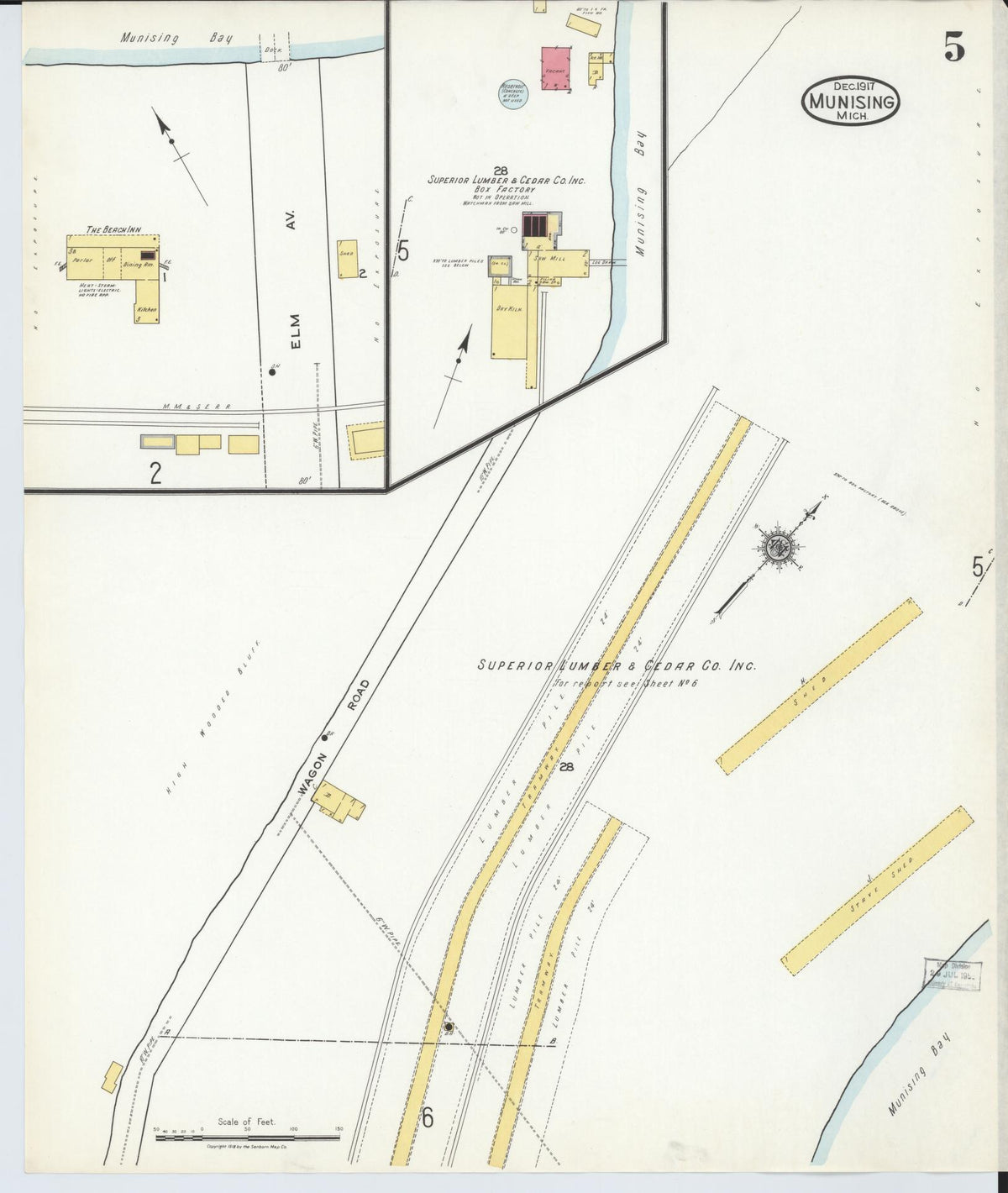 Sanborn Fire Insurance Map from Munising, Alger County, Michigan (1917), Sheet #0005 - Historic Sanborn Fire Insurance Map Print, vintage old map wall art, antique decor, genealogy gift, Michigan Michigan map