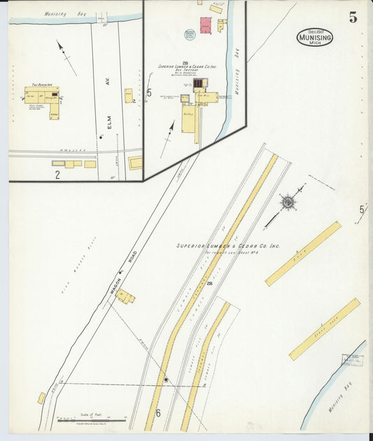 Sanborn Fire Insurance Map from Munising, Alger County, Michigan (1917), Sheet #0005 - Historic Sanborn Fire Insurance Map Print, vintage old map wall art, antique decor, genealogy gift, Michigan Michigan map
