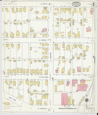 Sanborn Fire Insurance Map from Kenton, Hardin County, Ohio (1911), Sheet #0007 - Complete Map Set gallery image, historic Sanborn map, vintage wall art, Ohio Ohio