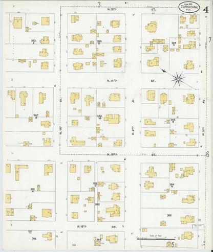 Sanborn Fire Insurance Map from Corsicana, Navarro County, Texas (1905), Sheet #0004 - Historic Sanborn Fire Insurance Map Print, vintage old map wall art, antique decor, genealogy gift, Texas Texas map