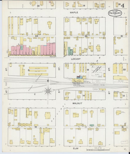 Sanborn Fire Insurance Map from Fairbury, Livingston County, Illinois (1892), Sheet #0004 - Complete Map Set gallery image, historic Sanborn map, vintage wall art, Illinois Illinois
