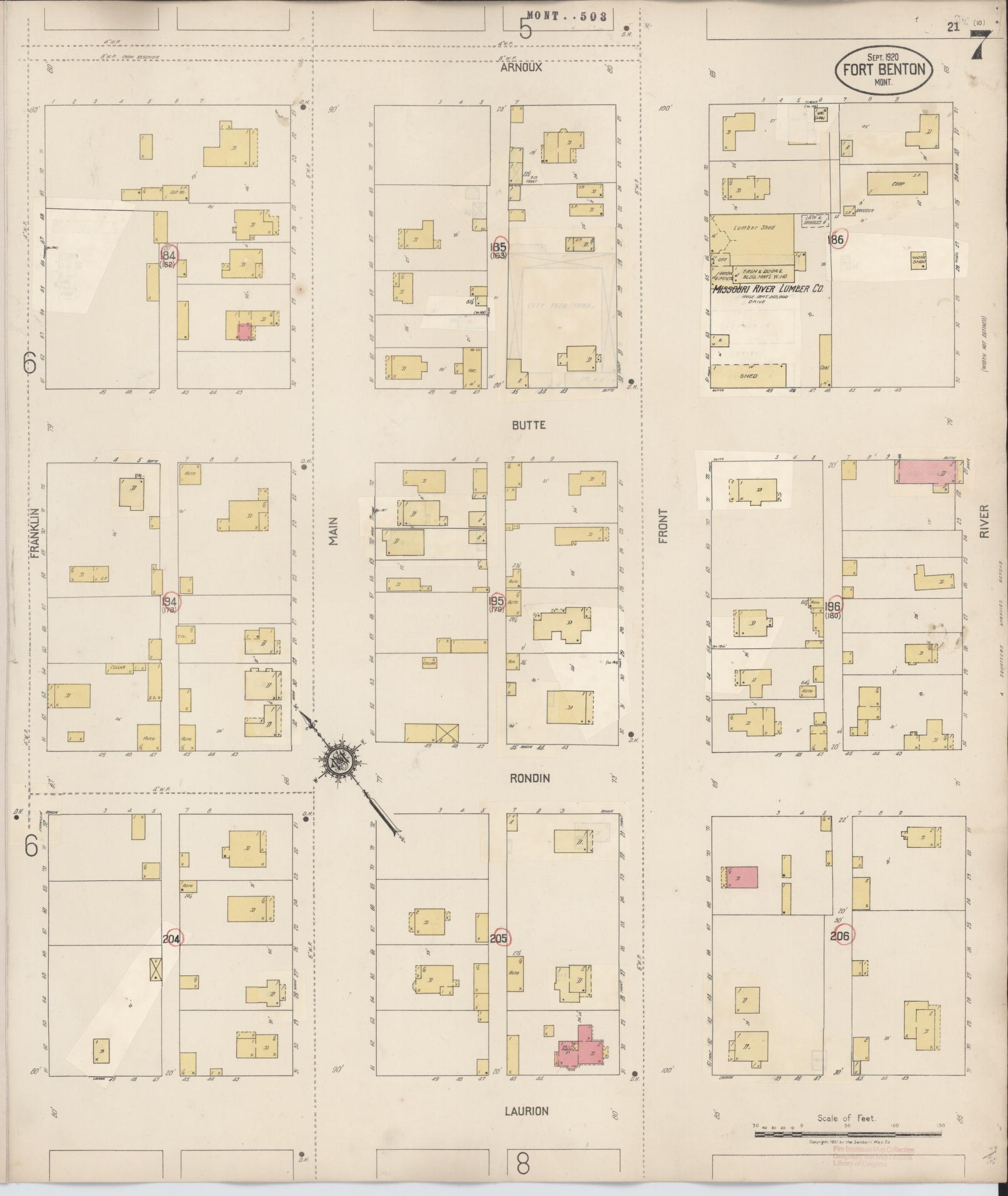 Sanborn Fire Insurance Map from Fort Benton, Chouteau County, Montana (1939), Sheet #0007 - Historic Sanborn Fire Insurance Map Print, vintage old map wall art, antique decor, genealogy gift, Montana Montana map