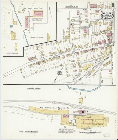 Sanborn Fire Insurance Map from Westminster, Carroll County, Maryland (1918), Sheet #0008 - Complete Map Set gallery image, historic Sanborn map, vintage wall art, Maryland Maryland