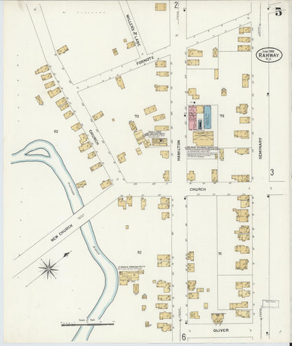 Sanborn Fire Insurance Map from Rahway, Union County, New Jersey (1908), Sheet #0005 - Complete Map Set gallery image, historic Sanborn map, vintage wall art, New Jersey New Jersey