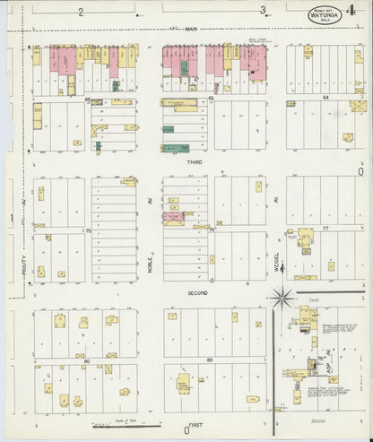Sanborn Fire Insurance Map from Watonga, Blaine County, Oklahoma (1907), Sheet #0004 - Complete Map Set gallery image, historic Sanborn map, vintage wall art, Oklahoma Oklahoma