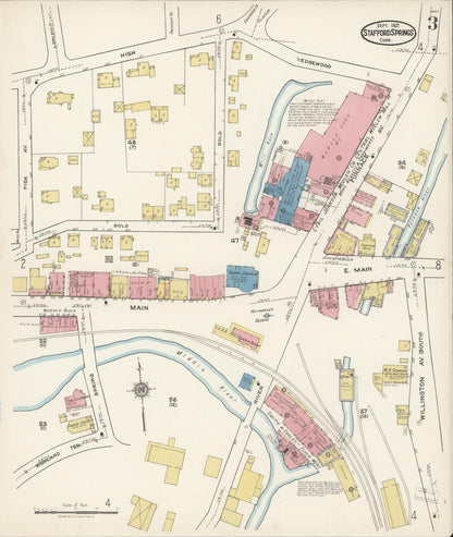 Sanborn Fire Insurance Map from Stafford Springs, Tolland County, Connecticut (1921), Sheet #0003 - Complete Map Set gallery image, historic Sanborn map, vintage wall art, Connecticut Connecticut