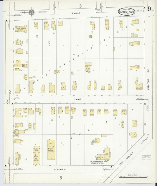 Sanborn Fire Insurance Map from Manistique, Schoolcraft County, Michigan (1914), Sheet #0009 - Historic Sanborn Fire Insurance Map Print, vintage old map wall art, antique decor, genealogy gift, Michigan Michigan map