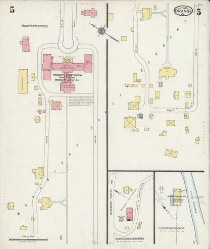 Sanborn Fire Insurance Map from Orange, Orange County, Virginia (1925), Sheet #0005 - Historic Sanborn Fire Insurance Map Print, vintage old map wall art, antique decor, genealogy gift, Virginia Virginia map
