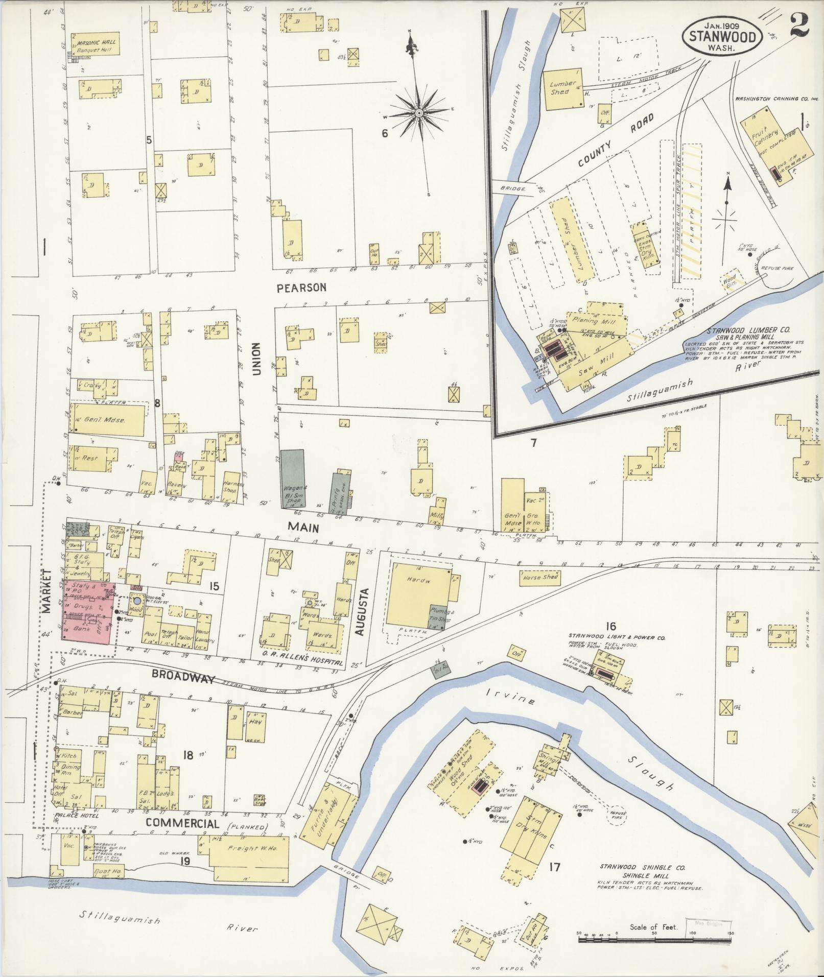 Sanborn Fire Insurance Map from Stanwood, Snohomish County, Washington (1909), Sheet #0002 - Complete Map Set gallery image, historic Sanborn map, vintage wall art, Washington Washington