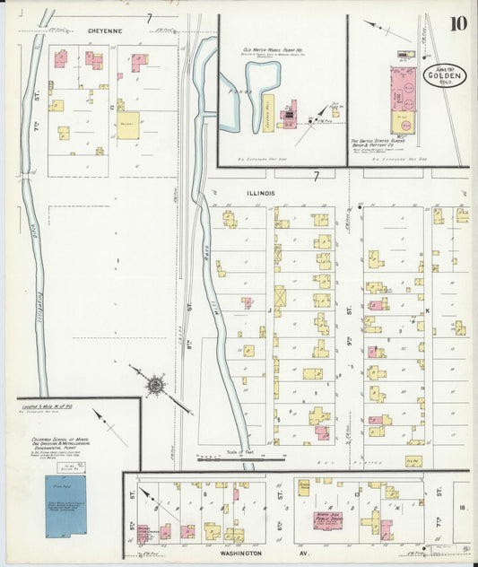 Sanborn Fire Insurance Map from Golden, Jefferson County, Colorado (1911), Sheet #0010 - Historic Sanborn Fire Insurance Map Print, vintage old map wall art, antique decor, genealogy gift, Colorado Colorado map