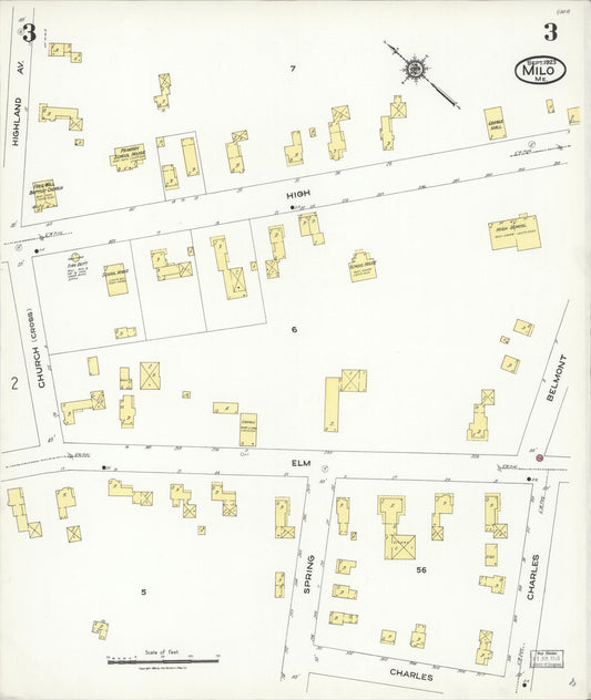 Sanborn Fire Insurance Map from Milo, Piscataquis County, Maine (1923), Sheet #0003 - Historic Sanborn Fire Insurance Map Print, vintage old map wall art, antique decor, genealogy gift, Maine Maine map