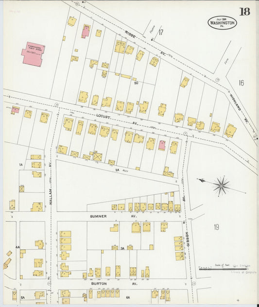 Sanborn Fire Insurance Map from Washington, Washington County, Pennsylvania (1904), Sheet #0018 - Historic Sanborn Fire Insurance Map Print, vintage old map wall art, antique decor, genealogy gift, Pennsylvania Pennsylvania map