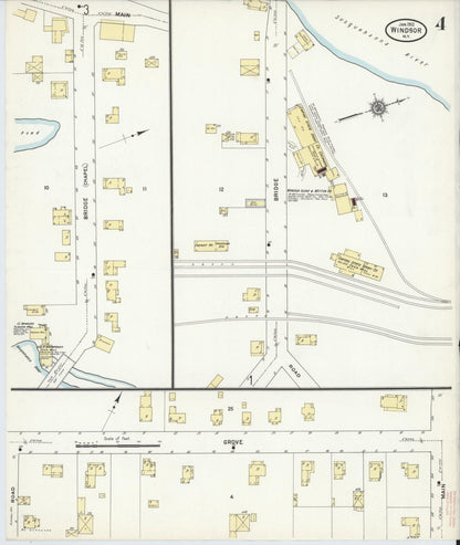 Sanborn Fire Insurance Map from Windsor, Broome County, New York (1912), Sheet #0004 - Historic Sanborn Fire Insurance Map Print, vintage old map wall art, antique decor, genealogy gift, New York New York map