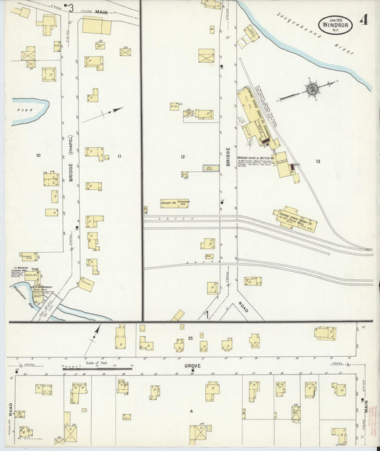 Sanborn Fire Insurance Map from Windsor, Broome County, New York (1912), Sheet #0004 - Historic Sanborn Fire Insurance Map Print, vintage old map wall art, antique decor, genealogy gift, New York New York map