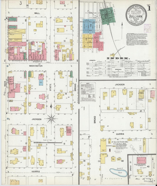 Sanborn Fire Insurance Map from Sullivan, Sullivan County, Indiana (1902), Sheet #0001 - Historic Sanborn Fire Insurance Map Print, vintage old map wall art, antique decor, genealogy gift, Indiana Indiana map